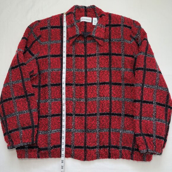 Alfred Dunner Jacket Red and Black Plaid Vintage Zip Fuzzy 18 Cottagecore Preppy - Picture 5 of 12